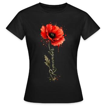 Coquelicot Remember | Jour du Souvenir Hommage - T-shirt Femme - noir - Devant - AI Model Female 172 dark (172cm)
