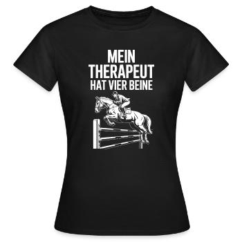  Mein Therapeut Hat Vier Beine Lustiger Spruch Für - Frauen T-Shirt - Schwarz - Vorne - AI Model Female 172 dark (172cm)