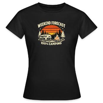 Wochenendprognose Camping 100% - Frauen T-Shirt - Schwarz - Vorne - AI Model Female 172 dark (172cm)