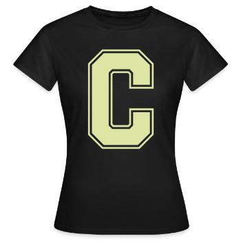 Blockbuchstabe C im Varsity-Stil - Frauen T-Shirt - Schwarz - Vorne - AI Model Female 172 dark (172cm)