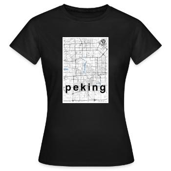 Pékin hipster carte de la ville noir blanc - T-shirt Femme - noir - Devant - AI Model Female 172 dark (172cm)