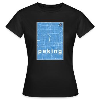 Pékin hipster carte de la ville bleu - T-shirt Femme - noir - Devant - AI Model Female 172 dark (172cm)