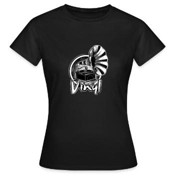 Tourne-disque vinyle gramophone rétro - T-shirt Femme - noir - Devant - AI Model Female 172 dark (172cm)