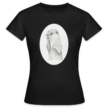 Otter Oval - Frauen T-Shirt - Schwarz - Vorne - AI Model Female 172 dark (172cm)