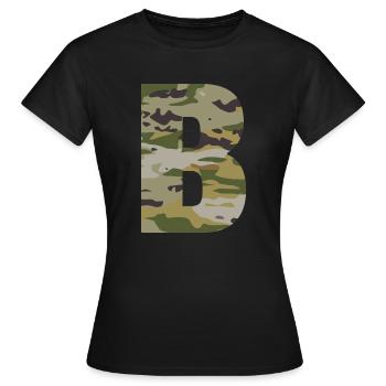 Camouflage letter B - Women's T-Shirt - black - Front - AI Model Female 172 dark (172cm)