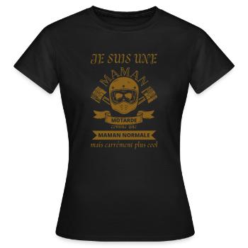 Maman motarde cadeau moto femme humour fête mère - T-shirt Femme - noir - Devant - AI Model Female 172 dark (172cm)