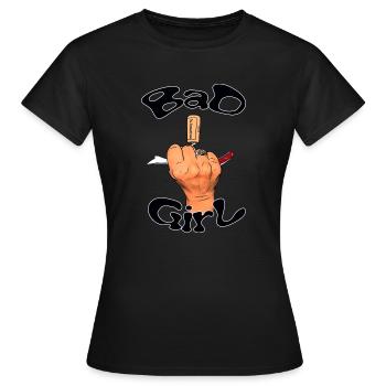 Bad Girl et main au tire-bouchon - T-shirt Femme - noir - Devant - AI Model Female 172 dark (172cm)