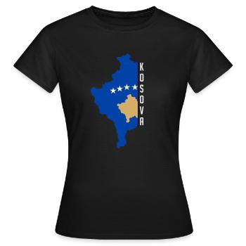 Kosova Schriftzug mit Länderflagge - Frauen T-Shirt - Schwarz - Vorne - AI Model Female 172 dark (172cm)
