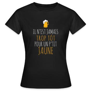 Il N est Jamais Trop Tót Pour Un P tit Jaune - T-shirt Femme - noir - Devant - AI Model Female 172 dark (172cm)