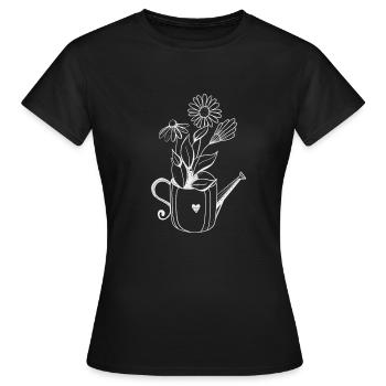 Arrosoir avec fleurs - T-shirt Femme - noir - Devant - AI Model Female 172 dark (172cm)