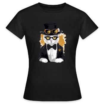 Micky die schicke Katze - Frauen T-Shirt - Schwarz - Vorne - AI Model Female 172 dark (172cm)