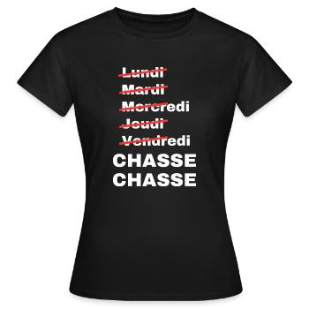 week-end chasse - T-shirt Femme - noir - Devant - AI Model Female 172 dark (172cm)