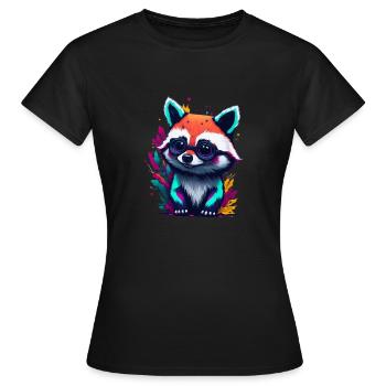 Raton laveur 1 - T-shirt Femme - noir - Devant - AI Model Female 172 dark (172cm)