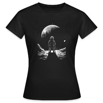 Astronaute assis sur la lune - T-shirt Femme - noir - Devant - AI Model Female 172 dark (172cm)