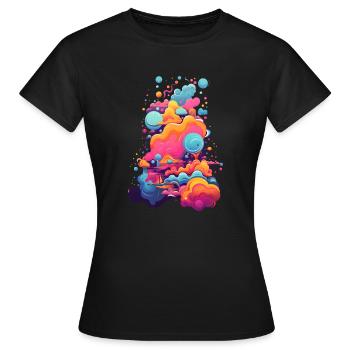 Hypnotisches Universum: Farben und Formen im Erwachen - Frauen T-Shirt - Schwarz - Vorne - AI Model Female 172 dark (172cm)