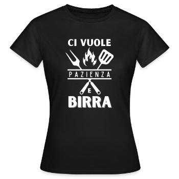 Il faut de la patience et de la bière pour faire un barbecue - T-shirt Femme - noir - Devant - AI Model Female 172 dark (172cm)