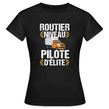 Routier élite camion cadeau chauffeur routier - T-shirt Femme - noir - Devant - AI Model Female 172 dark (172cm)