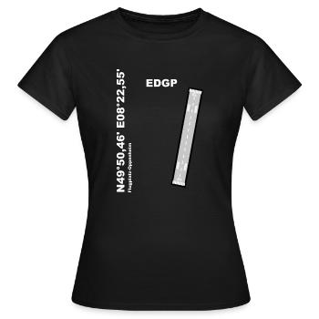 Flugplatz EDGP Design mit Namen und Koordinaten - Frauen T-Shirt - Schwarz - Vorne - AI Model Female 172 dark (172cm)