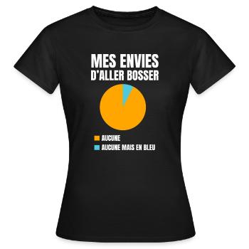 mes envies d'aller bosser - T-shirt Femme - noir - Devant - AI Model Female 172 dark (172cm)