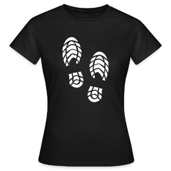 Shoe prints footprints steps icon icon - Women's T-Shirt - black - Front - AI Model Female 172 dark (172cm)