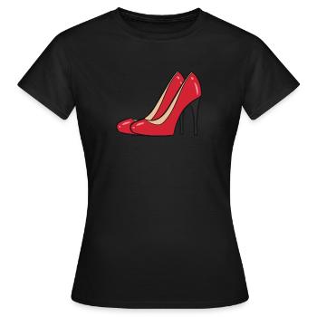 Talons hauts rouge - Paire d’escarpins rouges - T-shirt Femme - noir - Devant - AI Model Female 172 dark (172cm)