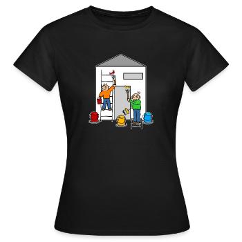 Painter or house painter paint a house - Women's T-Shirt - black - Front - AI Model Female 172 dark (172cm)