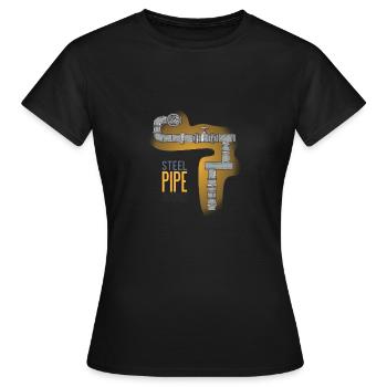 Plombier, tuyau, tuyau, système, eau, gaz - T-shirt Femme - noir - Devant - AI Model Female 172 dark (172cm)