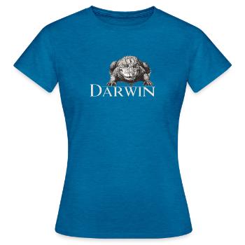 Darwin Aligator - Frauen T-Shirt - Antikblaues Saphir meliert - Vorne - AI Model Female 172 dark (172cm)