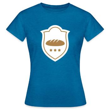 Boulanger - Boulangerie - T-shirt Femme - bleu saphir antique chiné - Devant - AI Model Female 172 dark (172cm)