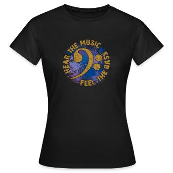 Feel the bass. Bass clef - Women's T-Shirt - black - Front - AI Model Female 172 dark (172cm)