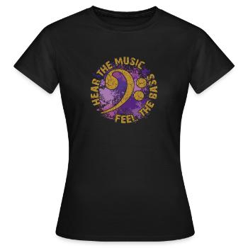 Sentez les basses - clef de basse en détresse - T-shirt Femme - noir - Devant - AI Model Female 172 dark (172cm)