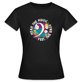 Feel the bass. Bass clef - Women's T-Shirt - black - Front - AI Model Female 172 dark (172cm)