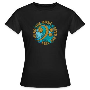 Feel the bass. Bass clef - Women's T-Shirt - black - Front - AI Model Female 172 dark (172cm)