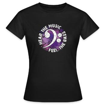 Feel the bass. Bass clef - Women's T-Shirt - black - Front - AI Model Female 172 dark (172cm)