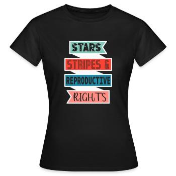 Rayures étoilées et droits de reproduction - T-shirt Femme - noir - Devant - AI Model Female 172 dark (172cm)