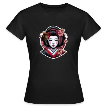 Japanese Geisha - Women's T-Shirt - black - Front - AI Model Female 172 dark (172cm)