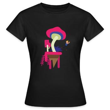 Pilzinsel - Frauen T-Shirt - Schwarz - Vorne - AI Model Female 172 dark (172cm)