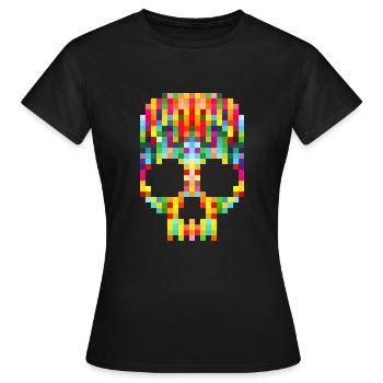 PIXEL ART Skull multicolor - Frauen T-Shirt - Schwarz - Vorne - AI Model Female 172 dark (172cm)