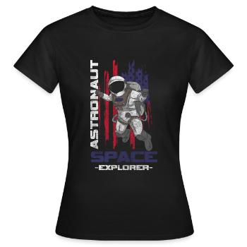 Astronaut Raumfahrt Schwerelos Galaxie - Frauen T-Shirt - Schwarz - Vorne - AI Model Female 172 dark (172cm)