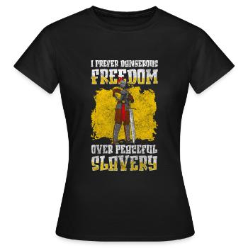 Schwertkämpfer Duell Nordisch - Frauen T-Shirt - Schwarz - Vorne - AI Model Female 172 dark (172cm)