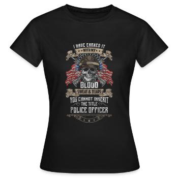 Policier, Policier, Sirène - T-shirt Femme - noir - Devant - AI Model Female 172 dark (172cm)