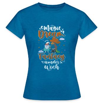Imp Fantasy Garden Leprechaun - Women's T-Shirt - antique blue sapphire heather - Front - AI Model Female 172 dark (172cm)