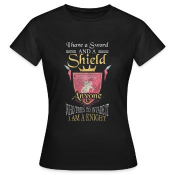 Chevalier Château Armure Noblesse - T-shirt Femme - noir - Devant - AI Model Female 172 dark (172cm)