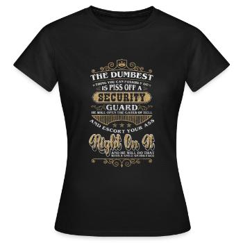 Security doorman profession watch out - Women's T-Shirt - black - Front - AI Model Female 172 dark (172cm)