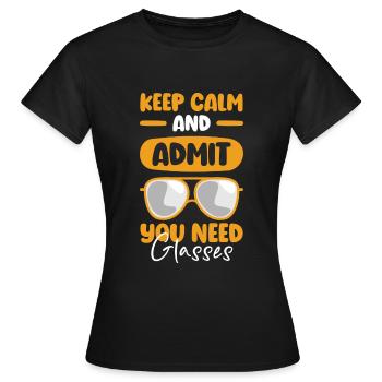 Lunettes Lentilles Optiques - T-shirt Femme - noir - Devant - AI Model Female 172 dark (172cm)