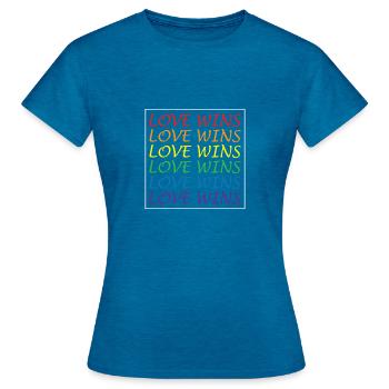 LGBTQ Love win - T-shirt Femme - bleu saphir antique chiné - Devant - AI Model Female 172 dark (172cm)