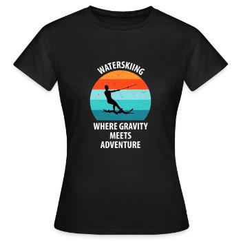 Ski nautique, ski nautique, skieurs nautiques - T-shirt Femme - noir - Devant - AI Model Female 172 dark (172cm)
