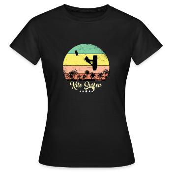 Kite Surfing Surfer Vintage Retro Sunset - Women's T-Shirt - black - Front - AI Model Female 172 dark (172cm)