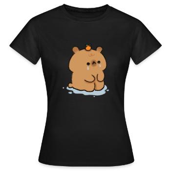 Capybara triste - T-shirt Femme - noir - Devant - AI Model Female 172 dark (172cm)