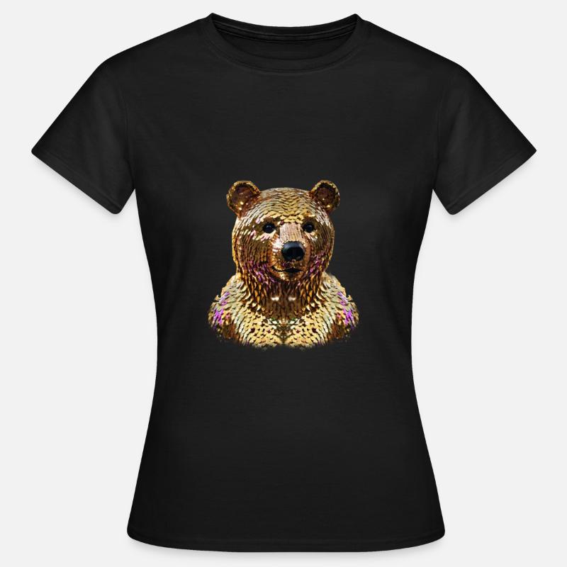 Bear,Golden Bear,Bear with Sequins,Shiny - Women's T-Shirt - black